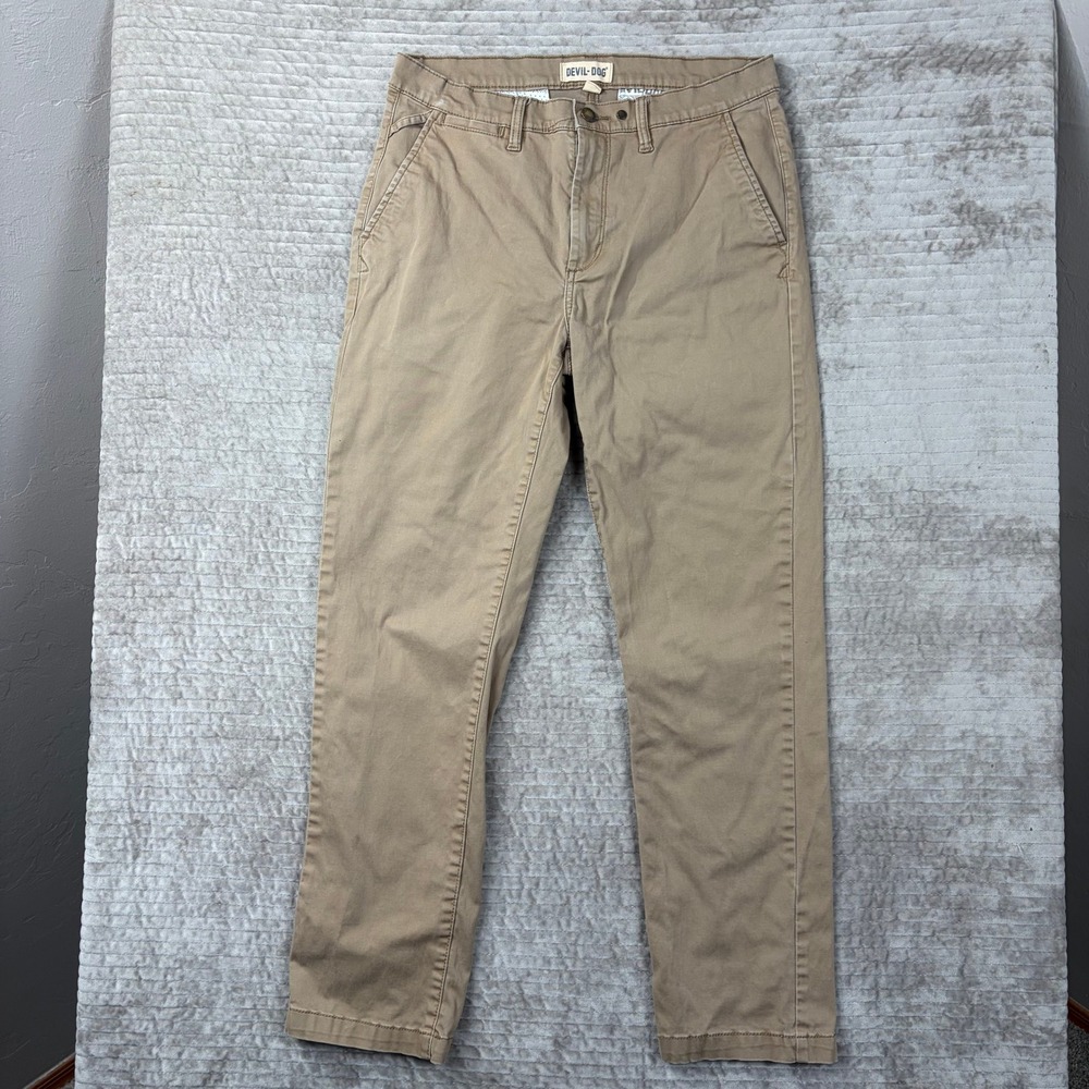 Devil-Dog Dungarees Men Khaki Chino Pants 30x30 Tan Straight Leg Casual Trousers
